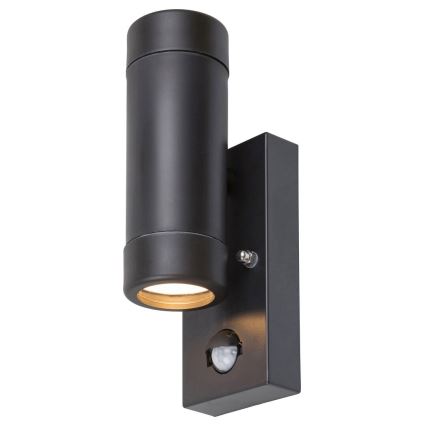 Rabalux - Уличный настенный светильник с датчиком 2xGU10/10W/230V черный IP44
