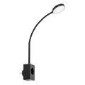 Rabalux - LED диммируемый настенный светильник LED/4 Вт/230 В с USB-портом для розетки черный