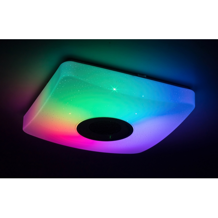 Rabalux - LED RGB стельовий світильник з динаміком, з регулюванням яскравості, LED/18W/230V 3000-6000K Bluetooth + пульт дистанційного керування 36,5x36,5 см