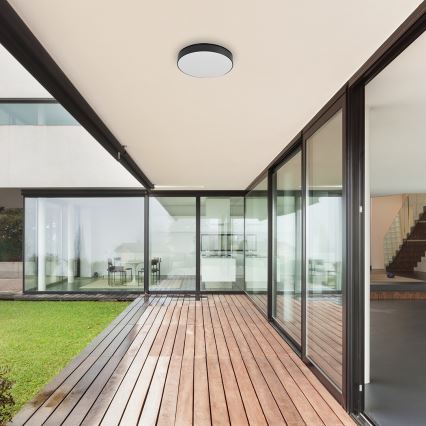 Rabalux - Стельовий LED світильник для ванної кімнати, 24 Вт, 230 В, 2800K/4000K/6000K, IP44, чорний, діаметр 30 см