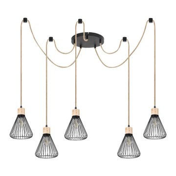 Rabalux - Люстра на тросі 5xE27/40W/230V павук чорний/бук