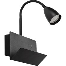 Rabalux - Настенная лампа с полкой и USB портом 1xGU10/25W/230V черный