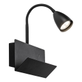 Rabalux - Настінна лампа з поличкою і USB-портом 1xGU10/25W/230V чорний