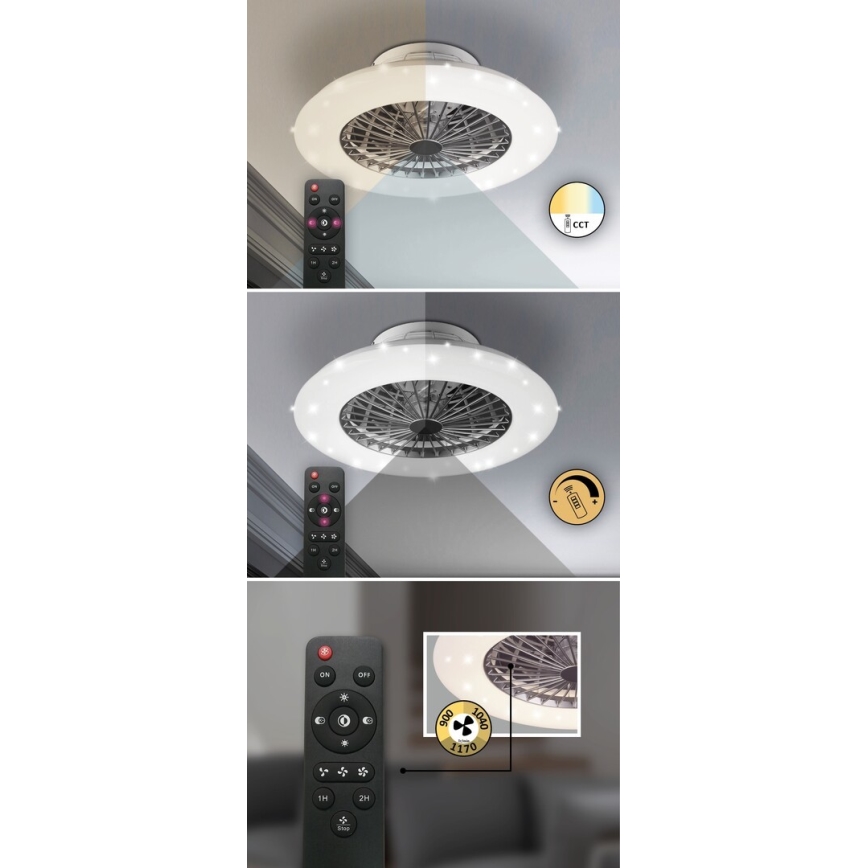Rabalux - Стельовий LED світильник з вентилятором та регулюванням яскравості LED/30W/230V 3000-6500K + пульт дистанційного керування