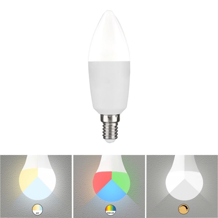 Rabalux - Светодиодная RGB-лампочка с регулированием яркости C37 E14/5W/230V Wi-Fi 3000-6500K