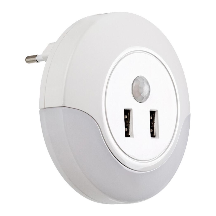 Rabalux - Светодиодный ночник в розетку с датчиком 2xUSB LED/13,9W/230V 3000K