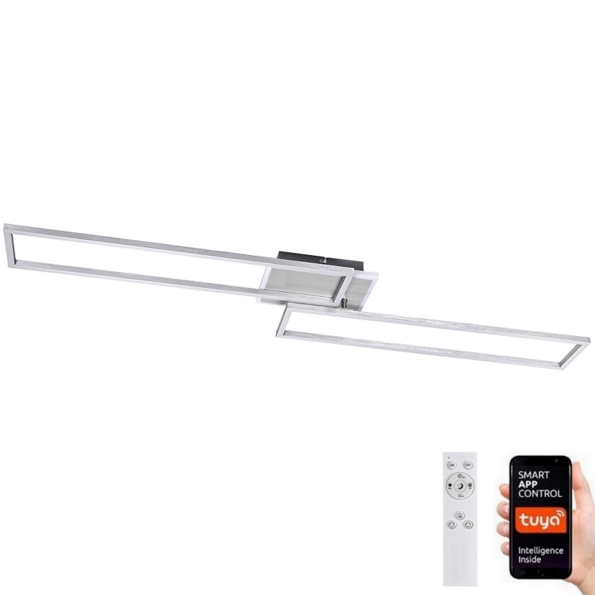 Rabalux - Светодиодный потолочный светильник с регулированием яркости LED/40W/230V 2700-6500K Wi-Fi Tuya матовый хром + дистанционное управление