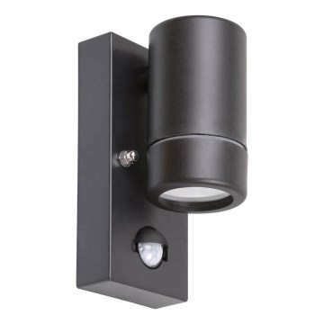 Rabalux - Зовнішній настінний світильник з датчиком 1xGU10/10W/230V чорний IP44