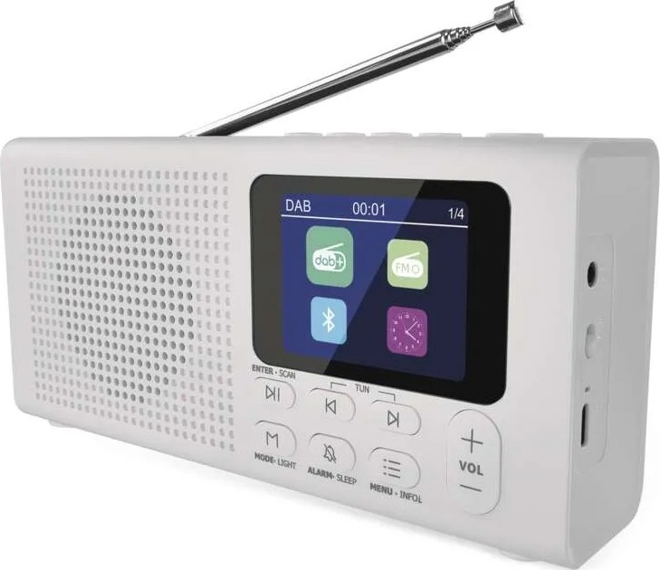 Радио DAB DAB+ FM 3W/5V/4xAA белый