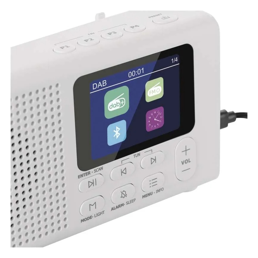 Радио DAB DAB+ FM 3W/5V/4xAA белый