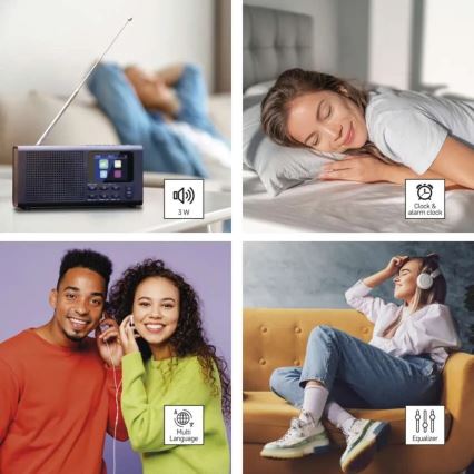 Радио DAB DAB+ FM 3W/5V/4xAA черный