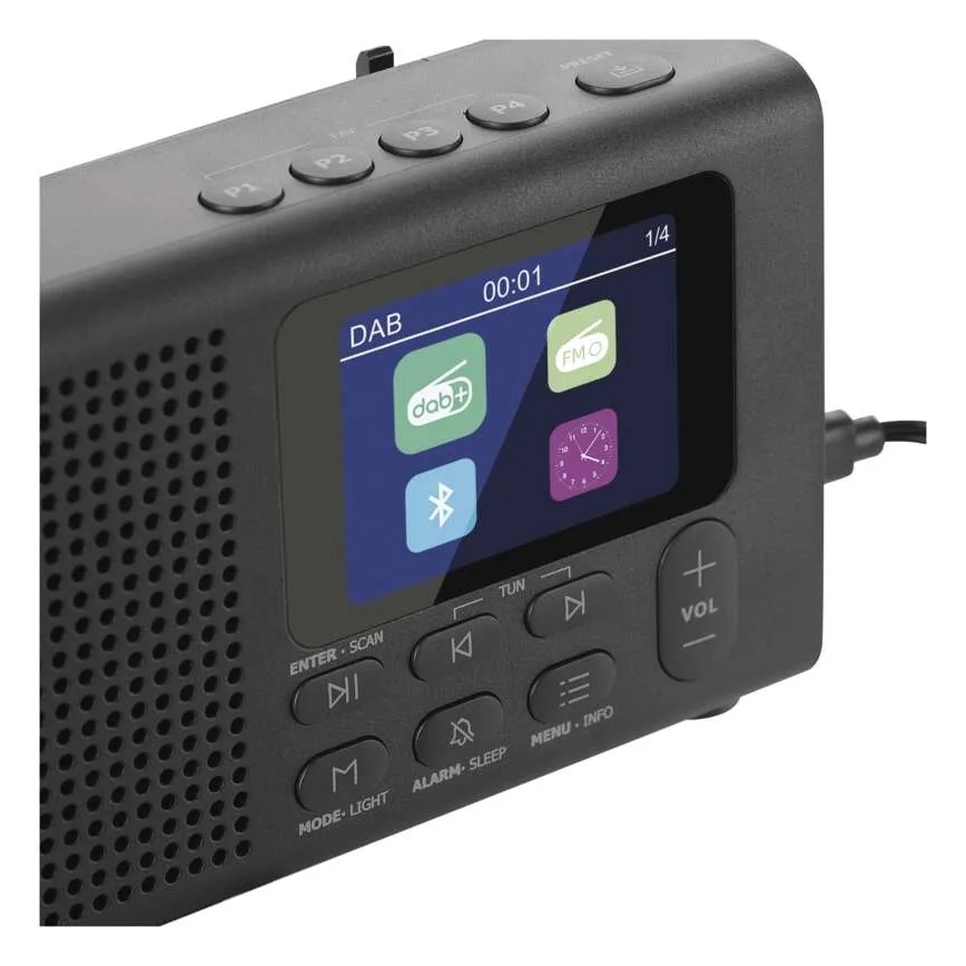 Радио DAB DAB+ FM 3W/5V/4xAA черный