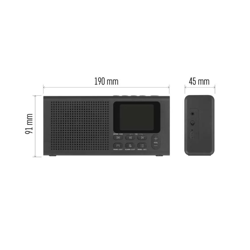 Радио DAB DAB+ FM 3W/5V/4xAA черный