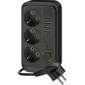 Распределительная розетка с выключателем LINEA 3x230В + 5xUSB A/C SCHUKO 5 м черная