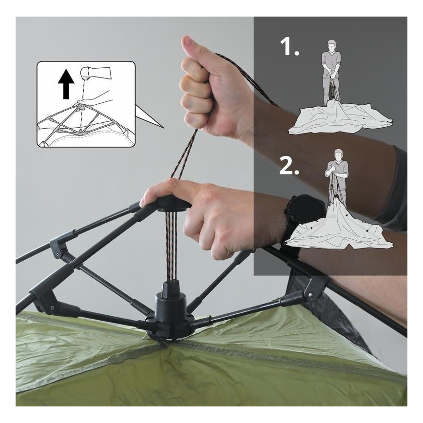 Раскладная палатка на 3-4 человека PU 3000 мм зеленый