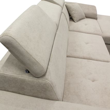 Раскладной L-образный угловой диван с местом для хранения CASTELO, правый, серый