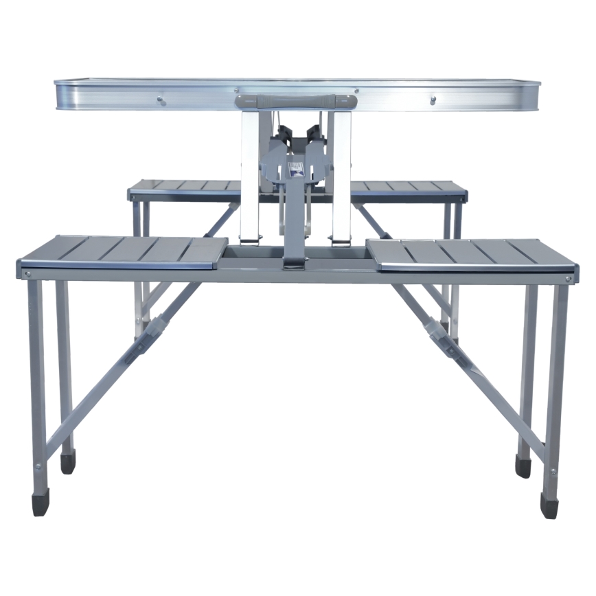 Раскладной туристический стол со стульями белый/матовый хром