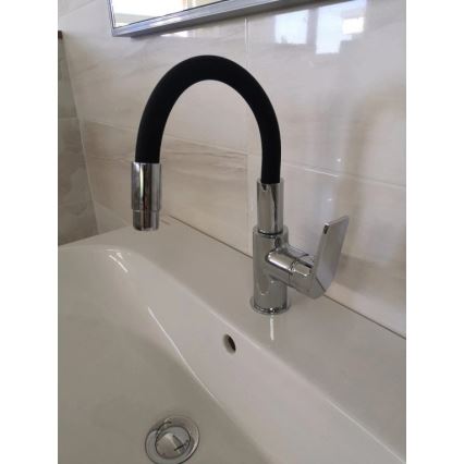 RAV Slezák CO119.0/15 - Змішувач для мийки з гнучким виливом COLORADO 25 см чорний/глянцевий хром