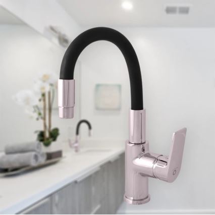 RAV Slezák CO119.0/15 - Змішувач для мийки з гнучким виливом COLORADO 25 см чорний/глянцевий хром