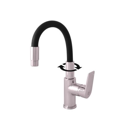 RAV Slezák CO119.0/15 - Змішувач для мийки з гнучким виливом COLORADO 25 см чорний/глянцевий хром