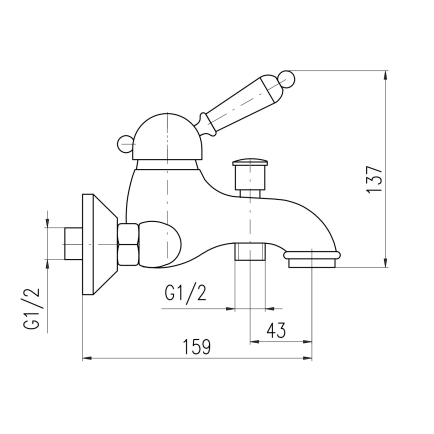 RAV Slezák L554.5CMAT - Смеситель для ванны LABE RETRO 13,7 см матовый чёрный