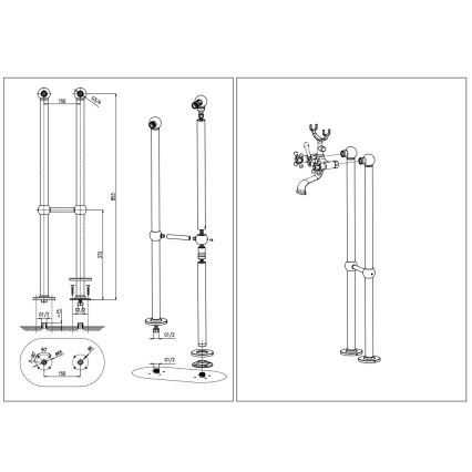 RAV Slezák MK150.5/2CMATSM - Комплект для ванны со смесителем MORAVA RETRO чёрный/латунь