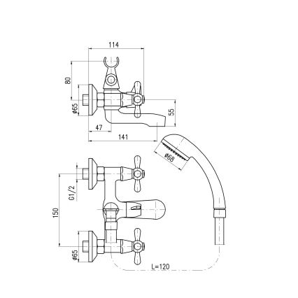RAV Slezák MK154.5/1 - Набір для ванни зі змішувачем MORAVA у блискучому хромі