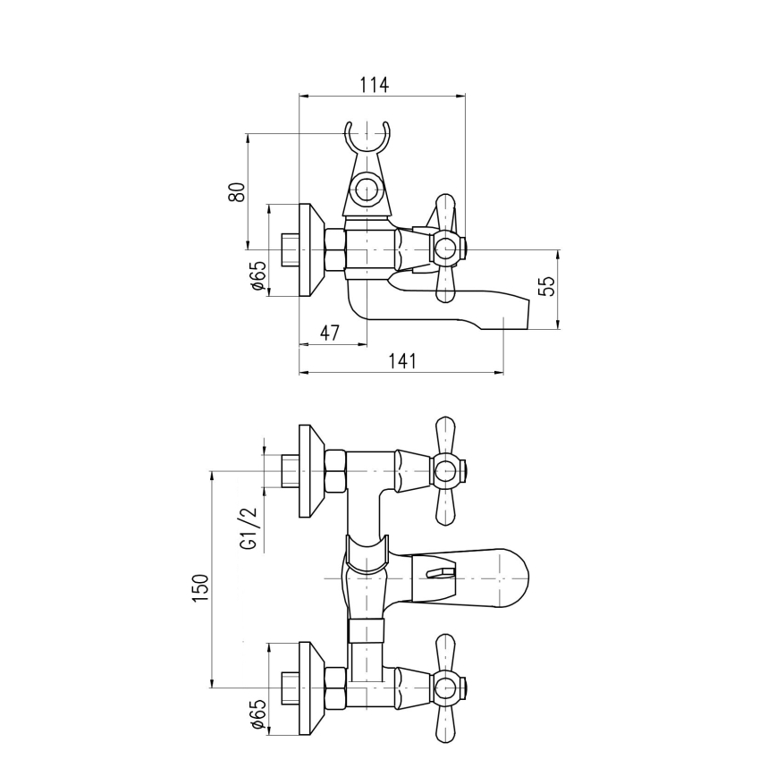 RAV Slezák MK154.5 - смеситель для ванны MORAVA, глянцевый хром