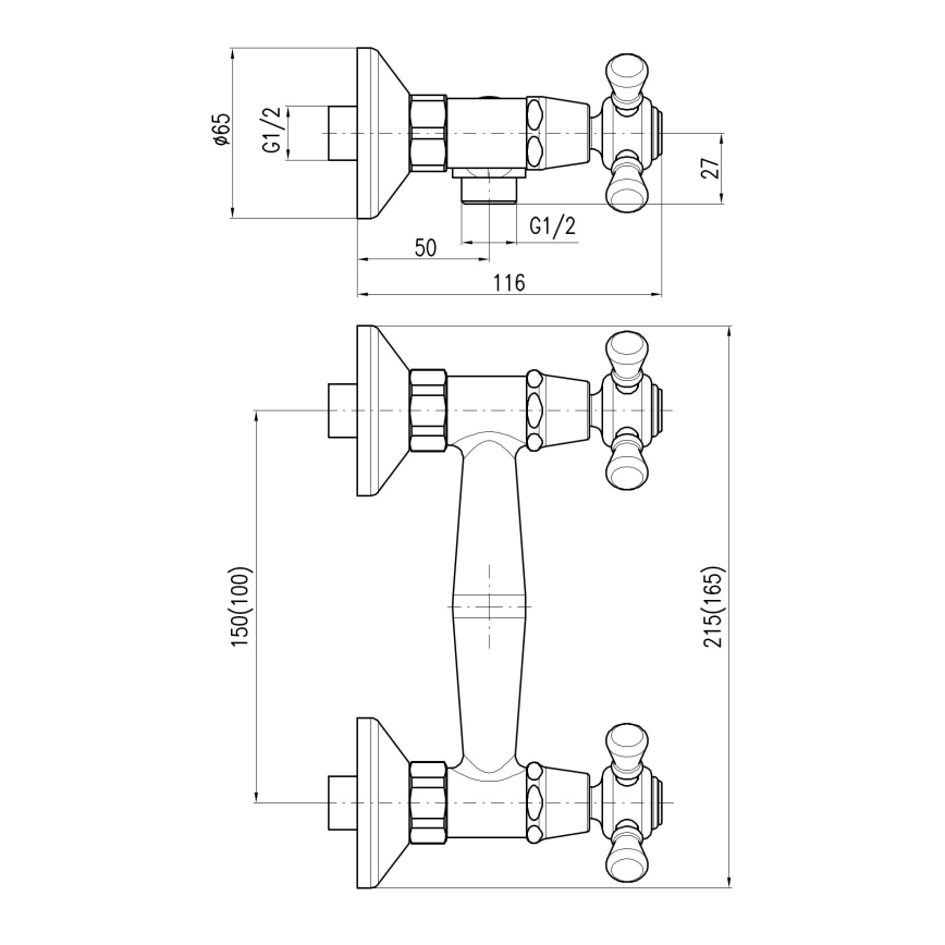 RAV Slezák MK180.5/2CMATSM - Душовий комплект зі змішувачем MORAVA RETRO чорний/латунь