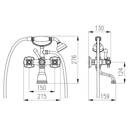 RAV Slezák MK559.5/2SM - Набір для ванни зі змішувачем MORAVA RETRO, антична латунь