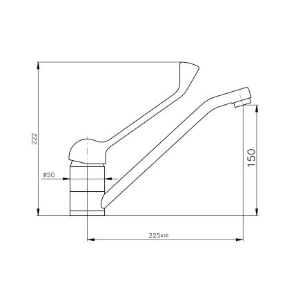 RAV Slezák MS605.0 - Смеситель для раковины с медицинским рычагом MISSISSIPPI 22,2 см глянцевый хром