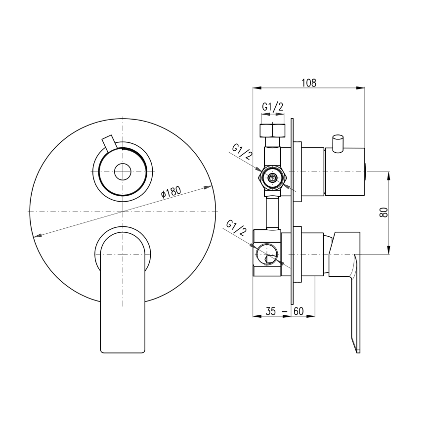 RAV Slezák NL187.3 - Встраиваемый душевой смеситель NIL, глянцевый хром