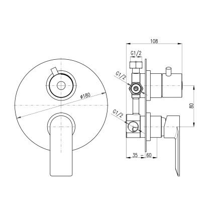 РАВ Слезак НЛ187.3 - душовий змішувач для прихованого монтажу НІЛ полірований хром