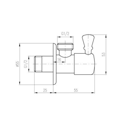 RAV Slezák RV0112 - Кутовий вентиль RETRO блискучий хром