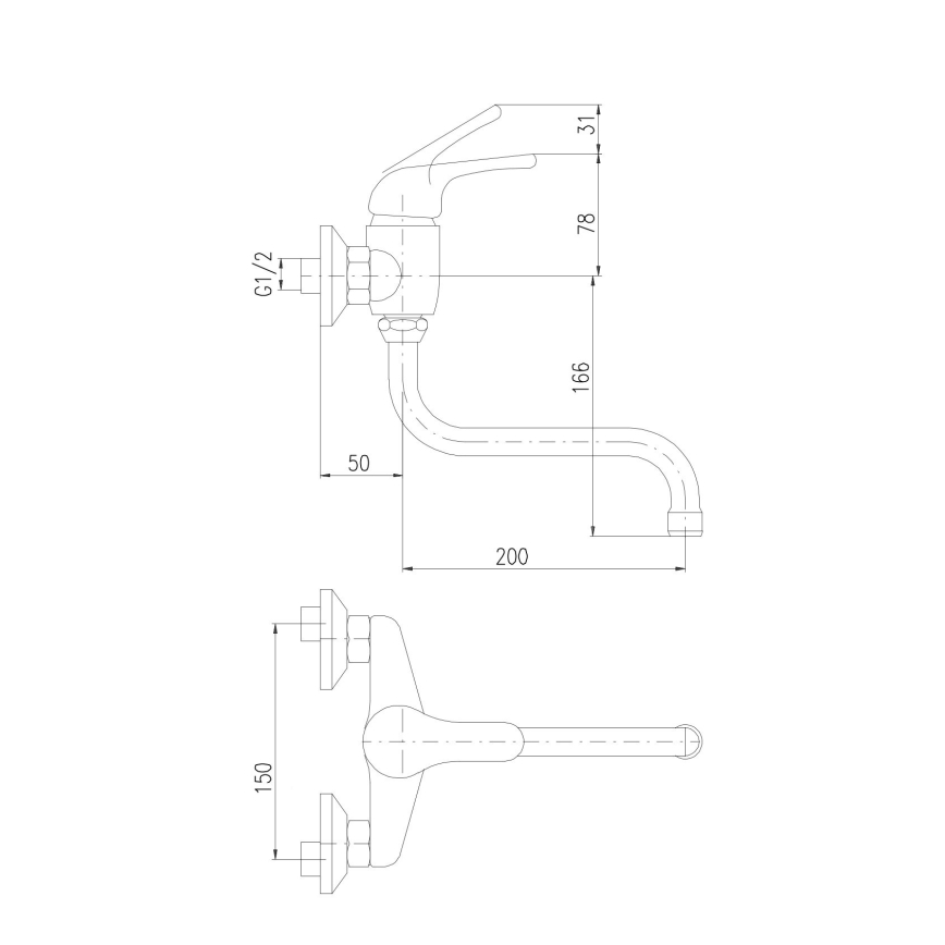 RAV Slezák SA001.5/21 - Смеситель для мойки/умывальника SAZAVA, глянцевый хром