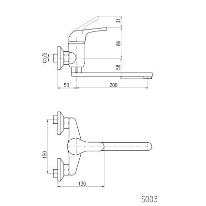 RAV Slezák SA001.5/23 - Смеситель для мойки/раковины SAZAVA, глянцевый хром