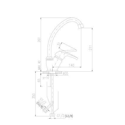 RAV Slezák SA006.0/1 - Кухонний змішувач SAZAVA, 26,1 см, блискучий хром