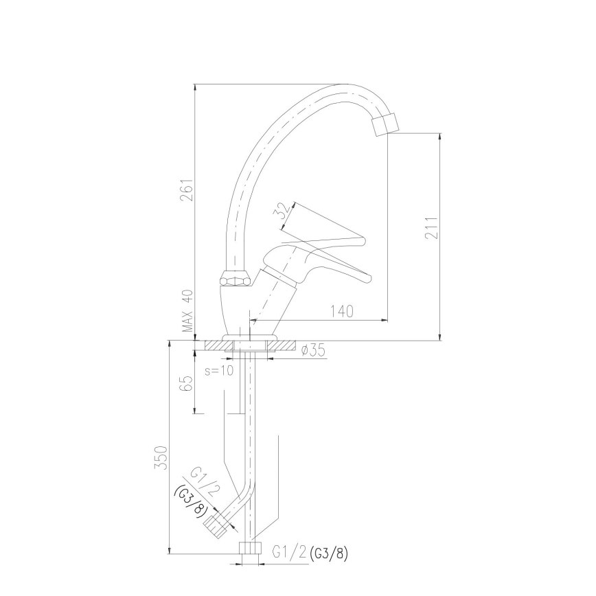 RAV Slezák SA006.0/1 - Кухонний змішувач SAZAVA, 26,1 см, блискучий хром