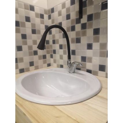 RAV Slezák SA006.0/13 - Змішувач для мийки з гнучким виливом SAZAVA 35,6 cm чорний/глянцевий хром