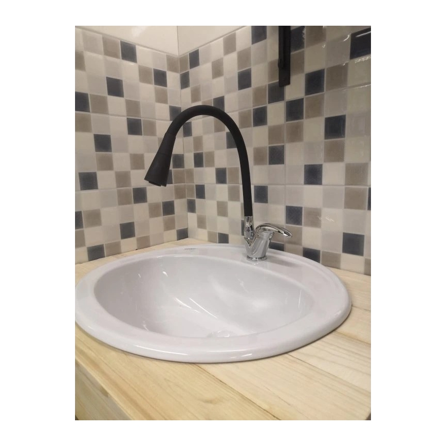 RAV Slezák SA006.0/13 - Змішувач для мийки з гнучким виливом SAZAVA 35,6 cm чорний/глянцевий хром