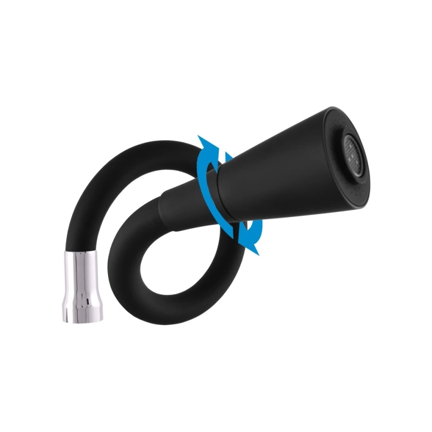 RAV Slezák SA006.0/13 - Змішувач для мийки з гнучким виливом SAZAVA 35,6 cm чорний/глянцевий хром