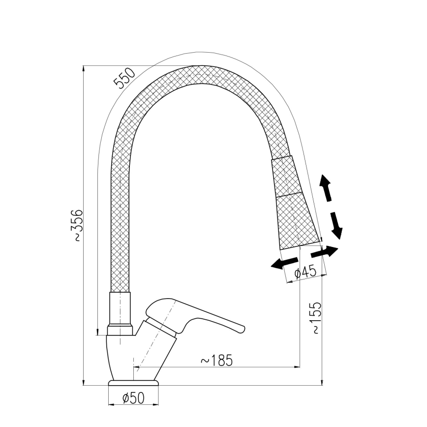 RAV Slezák SA006.0/13CB - Смеситель для мойки с гибким изливом SAZAVA 35,6 см белый/глянцевый хром