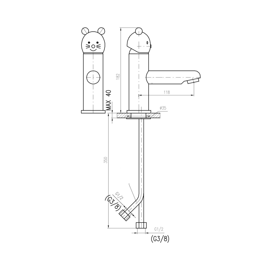 RAV Slezák SE326.0 - Змішувач для умивальника JUNIOR 18,2 см червоний/синій