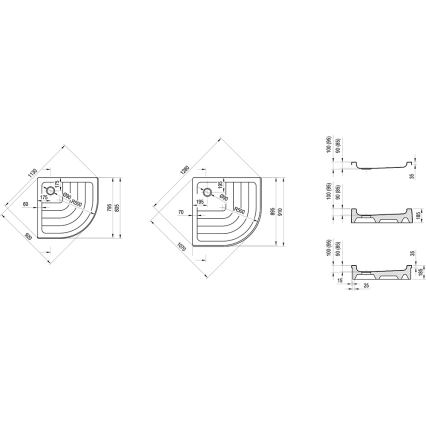 Ravak A204001120 - Четвертькруглый душевой поддон RONDA 80x80 см белый