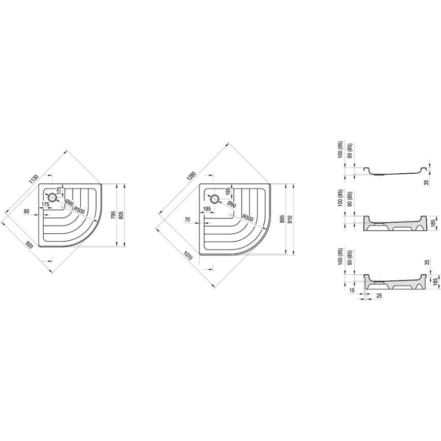 Ravak A204001120 - Четвертькруглый душевой поддон RONDA 80x80 см белый