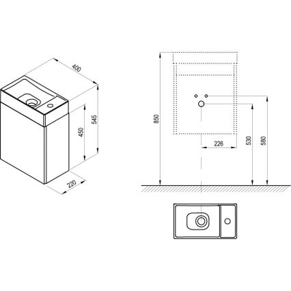 Ravak X000001386 - Тумба під умивальник VEDA 54,5x40 см біла