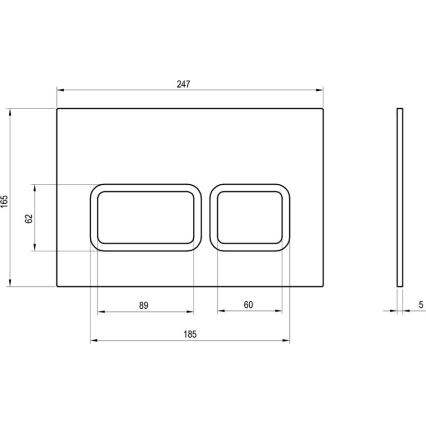 Ravak X01739 - кнопка смыва TWIN 24,7x16,5 см белая