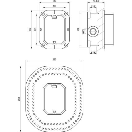 Ravak X070052 - Базовый корпус для встраиваемых смесителей R-BOX 15,2x11,9 см