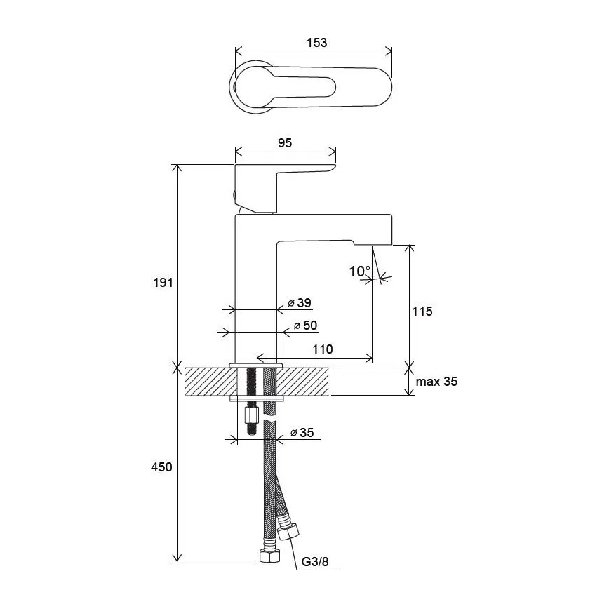 Ravak X070113 - Змішувач для умивальника PURI, 19,1 см, блискучий хром