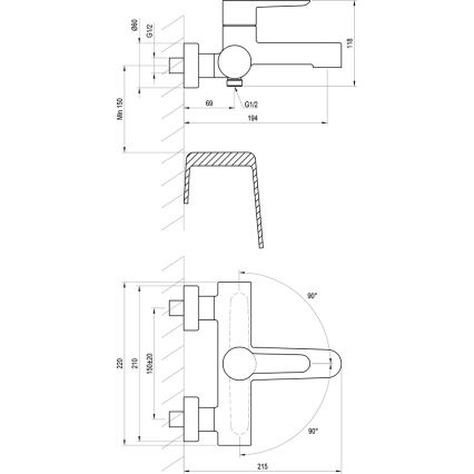 Ravak X070115 - Смеситель для ванны PURI, полированный хром